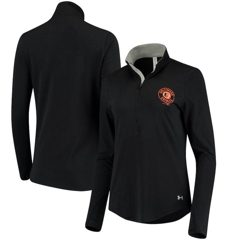 Baltimore Orioles Under Armour Women's Charged Cotton Half-Zip Pullover Jacket - Black