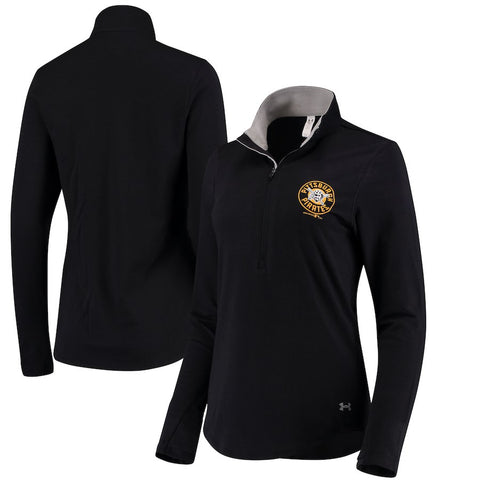 Pittsburgh Pirates Under Armour Women's Charged Cotton Half-Zip Pullover Jacket - Black