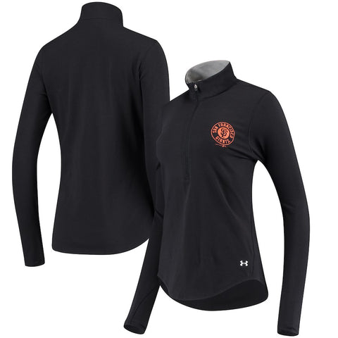 San Francisco Giants Under Armour Women's Charged Cotton Half-Zip Pullover Jacket - Black