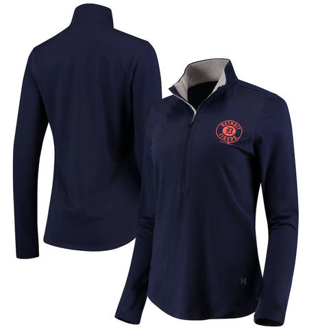 Detroit Tigers Under Armour Women's Charged Cotton Half-Zip Pullover Jacket - Navy