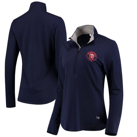 Minnesota Twins Under Armour Women's Charged Cotton Half-Zip Pullover Jacket - Navy