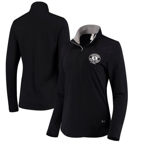 Chicago White Sox Under Armour Women's Charged Cotton Half-Zip Pullover Jacket - Black