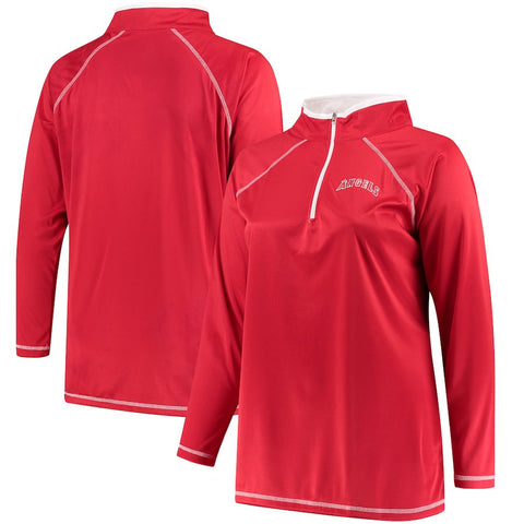 Los Angeles Angels Majestic Women's Plus Size Quarter-Zip Pullover Jacket - Red