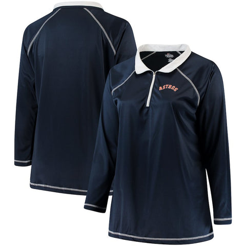 Houston Astros Majestic Women's Plus Size Quarter-Zip Pullover Jacket - Navy