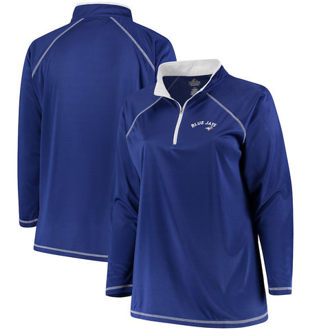 Toronto Blue Jays Majestic Women's Plus Size Quarter-Zip Pullover Jacket - Royal