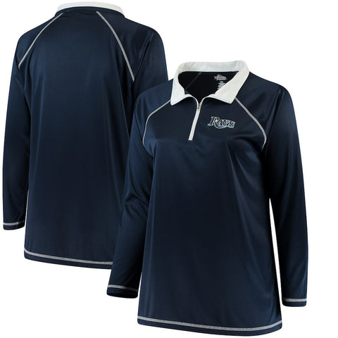 Tampa Bay Rays Majestic Women's Plus Size Quarter-Zip Pullover Jacket - Navy