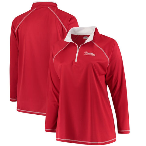 Philadelphia Phillies Majestic Women's Plus Size Quarter-Zip Pullover Jacket - Red
