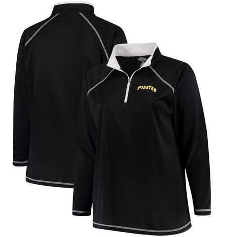 Pittsburgh Pirates Majestic Women's Plus Size Quarter-Zip Pullover Jacket - Black