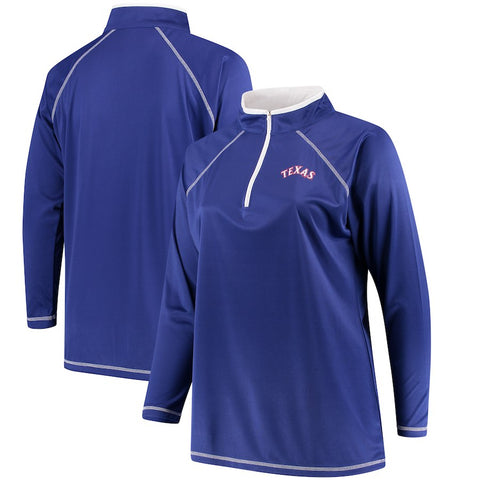 Texas Rangers Majestic Women's Plus Size Quarter-Zip Pullover Jacket - Royal