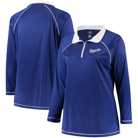 Kansas City Royals Majestic Women's Plus Size Quarter-Zip Pullover Jacket - Royal