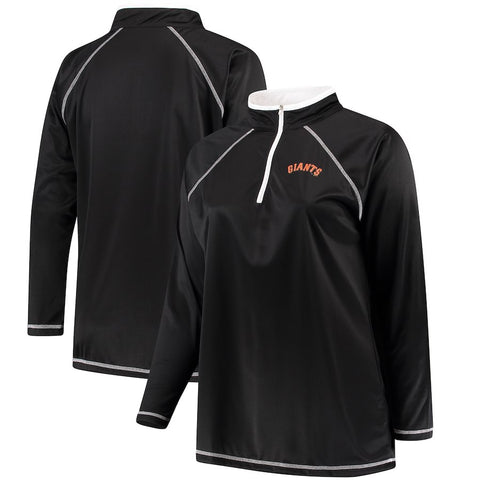 San Francisco Giants Majestic Women's Plus Size Quarter-Zip Pullover Jacket - Black