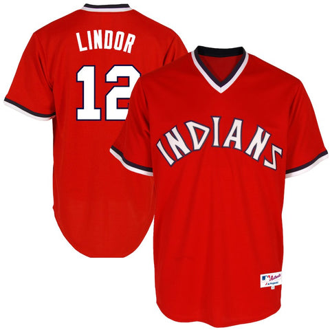 Francisco Lindor Cleveland Indians Majestic Turn Back the Clock Authentic Jersey - Red