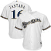 Domingo Santana Milwaukee Brewers Majestic Home Cool Base Replica Player Jersey - White