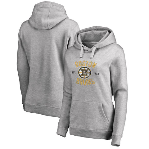 Boston Bruins   Women's Plus Sizes Heritage Pullover Hoodie - Ash