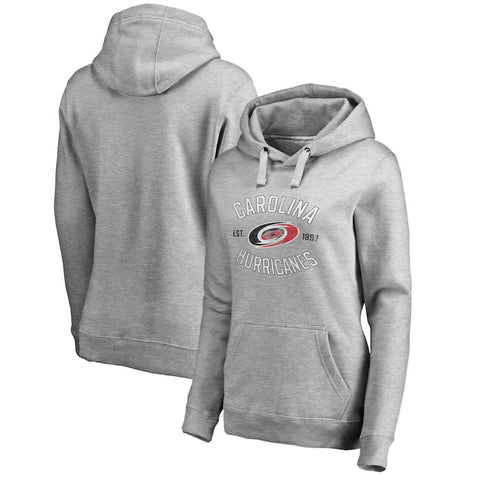 Carolina Hurricanes   Women's Plus Sizes Heritage Pullover Hoodie - Ash