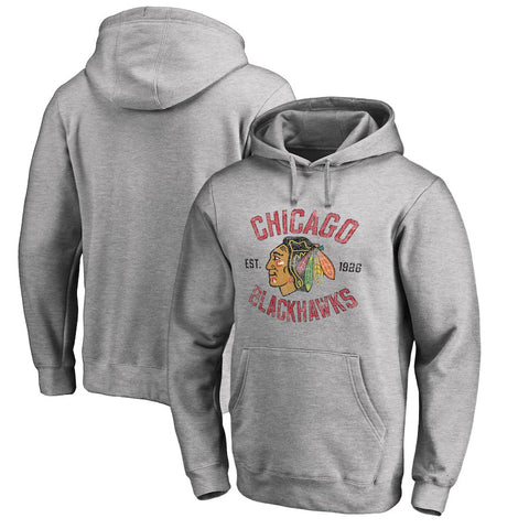 Chicago Blackhawks   Big & Tall Heritage Pullover Hoodie - Ash