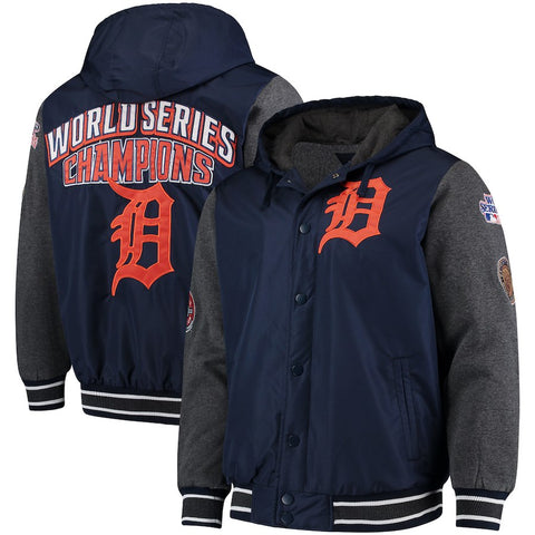 Detroit Tigers G-III Sports by Carl Banks Commemorative Top Brass Hooded Varsity Jacket - Navy