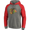 Chicago Blackhawks   Distressed Team Raglan Sleeve Hoodie - Heathered Gray/Red