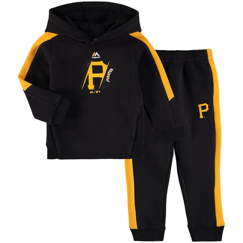 Pittsburgh Pirates Majestic Toddler Outfielder Fleece Hoodie and Pants Set - Black/Gold