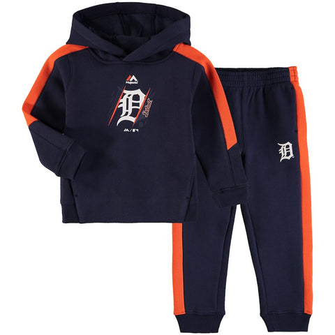 Detroit Tigers Majestic Toddler Outfielder Fleece Hoodie and Pants Set - Navy/Orange