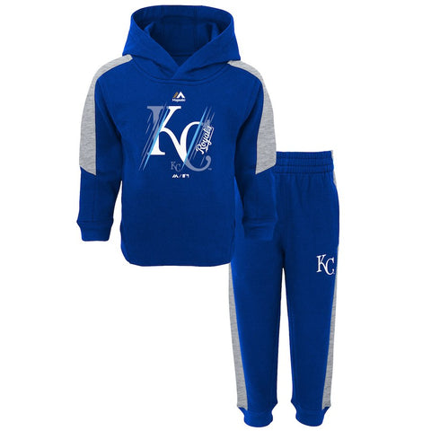 Kansas City Royals Majestic Toddler Outfielder Fleece Hoodie and Pants Set - Royal/Gray