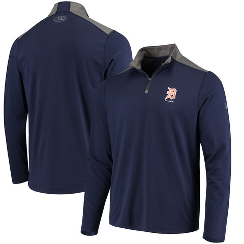 Detroit Tigers Under Armour Charged Cotton Quarter-Zip Pullover Jacket - Navy