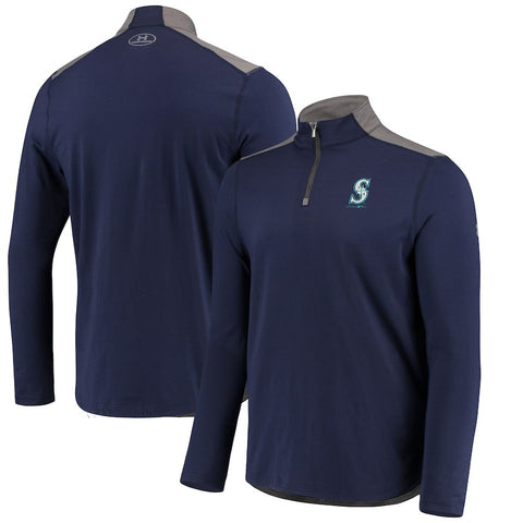 Seattle Mariners Under Armour Charged Cotton Quarter-Zip Pullover Jacket - Navy