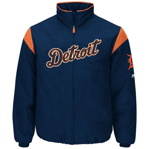 Detroit Tigers Majestic Women's On-Field Full-Zip Thermal Jacket - Navy/Orange
