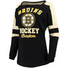 Boston Bruins 5th & Ocean by New Era Women's Baby Jersey Long Sleeve Crew Space Dye Inserts T-Shirt - Black