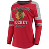 Chicago Blackhawks 5th & Ocean by New Era Women's Baby Jersey Long Sleeve Crew Space Dye Inserts T-Shirt - Red