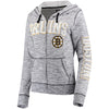 Boston Bruins 5th & Ocean by New Era Women's French Terry Space Dye Full-Zip Hoodie - Heathered Black