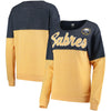 Buffalo Sabres 5th & Ocean by New Era Women's Tri-Blend Fleece Scoop Neck Pullover Sweatshirt - Navy/Gold