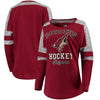 Arizona Coyotes 5th & Ocean by New Era Women's Baby Jersey Long Sleeve Crew Space Dye Inserts T-Shirt - Garnet
