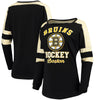 Boston Bruins 5th & Ocean by New Era Women's Baby Jersey Long Sleeve Crew Space Dye Inserts T-Shirt - Black