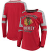 Chicago Blackhawks 5th & Ocean by New Era Women's Baby Jersey Long Sleeve Crew Space Dye Inserts T-Shirt - Red
