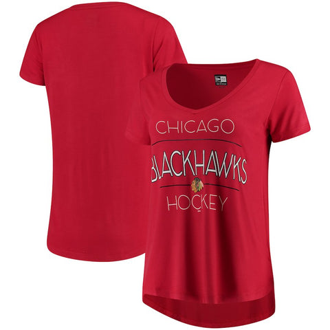 Chicago Blackhawks 5th & Ocean by New Era Women's Jersey V-Neck T-Shirt - Red