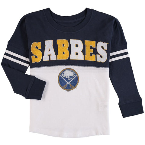 Buffalo Sabres 5th & Ocean by New Era Girls Youth Baby Jersey Long Sleeve Stripe T-Shirt - White/Navy