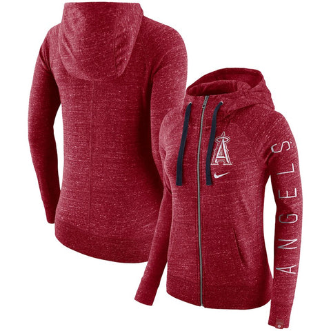 Los Angeles Angels Women's Vintage Full-Zip Hoodie - Red