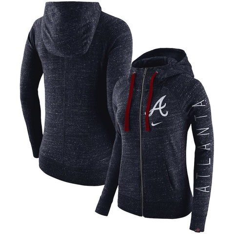 Atlanta Braves Women's Vintage Full-Zip Hoodie - Navy