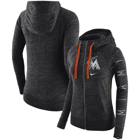 Miami Marlins Women's Vintage Full-Zip Hoodie - Black