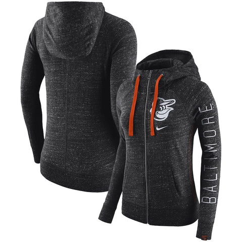 Baltimore Orioles Women's Vintage Full-Zip Hoodie - Black
