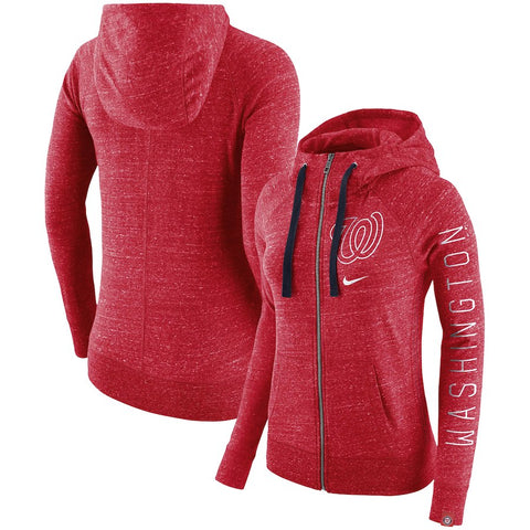 Washington Nationals Women's Vintage Full-Zip Hoodie - Red