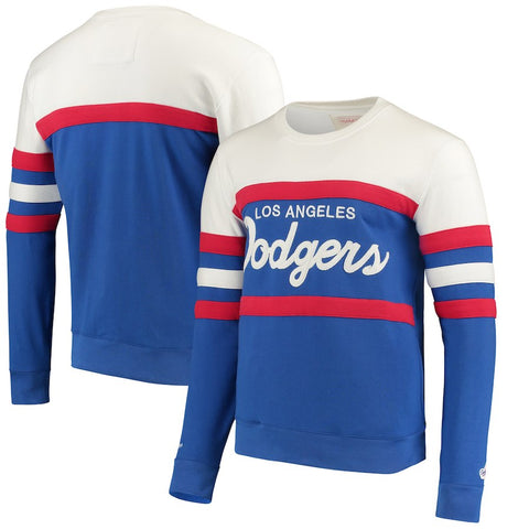 Los Angeles Dodgers Mitchell & Ness Coaches Crew Neck Sweatshirt - Royal
