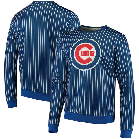 Chicago Cubs Pinstripe Crew Neck Pullover - Royal