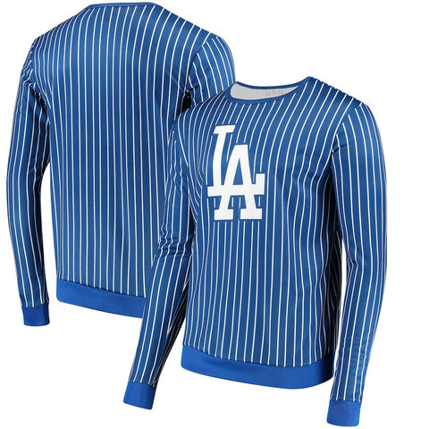 Los Angeles Dodgers Pinstripe Crew Neck Pullover - Royal