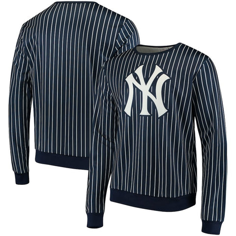 New York Yankees Pinstripe Crew Neck Pullover - Navy