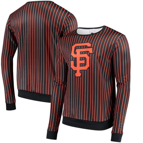 San Francisco Giants Pinstripe Crew Neck Pullover - Black/Orange