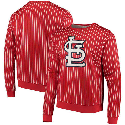 St. Louis Cardinals Pinstripe Crew Neck Pullover - Red