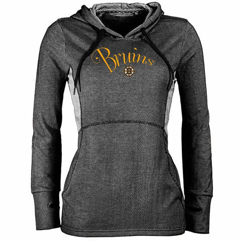 Boston Bruins Antigua Women's Fashion Rundown Pullover Hoodie - Heathered Black