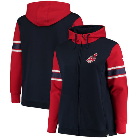 Cleveland Indians   Women's Plus Size Iconic Fleece Full-Zip Hoodie